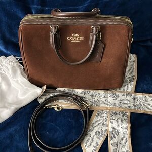 Coach Chocolate Brown Suede Satchel